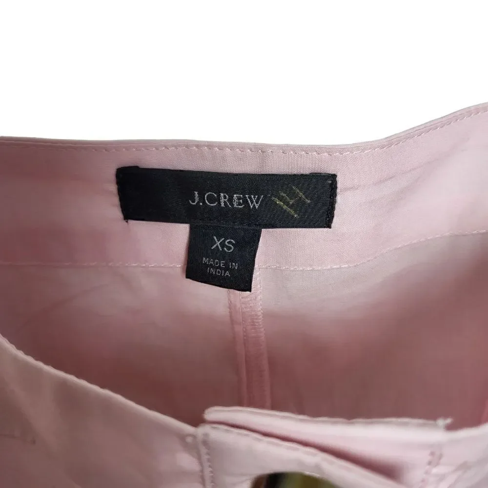 J.Crew Cottage Pink Puff Sleeves Midi Button Up Belted Dress Size XS